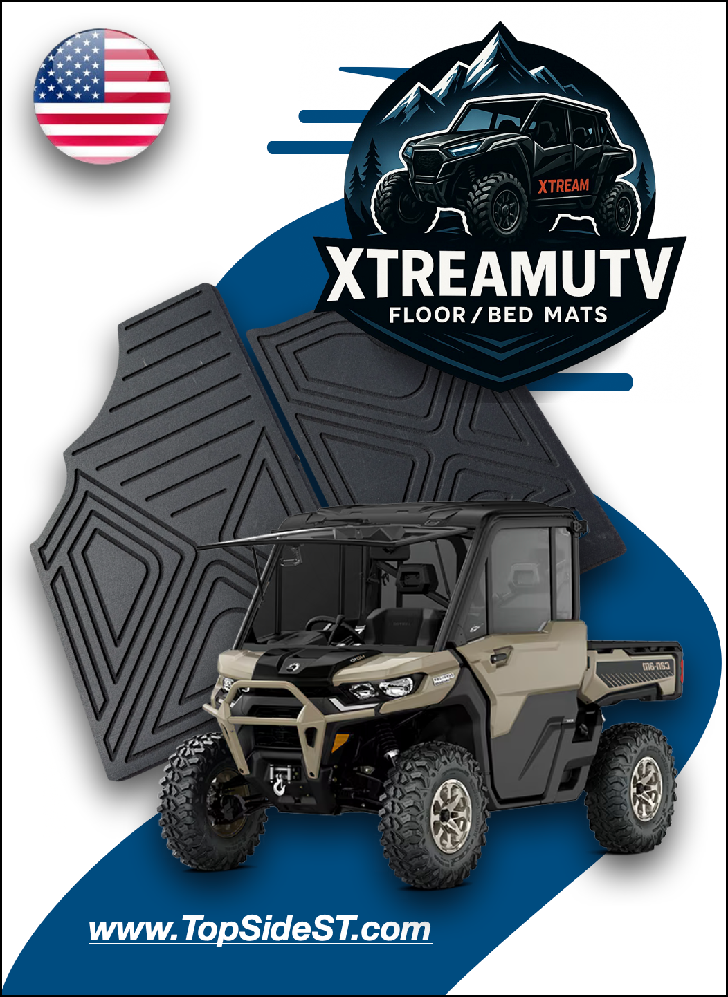 CAN-AM Defender HD10 HD 9mm Rubber Mats (2016 - current) – Top