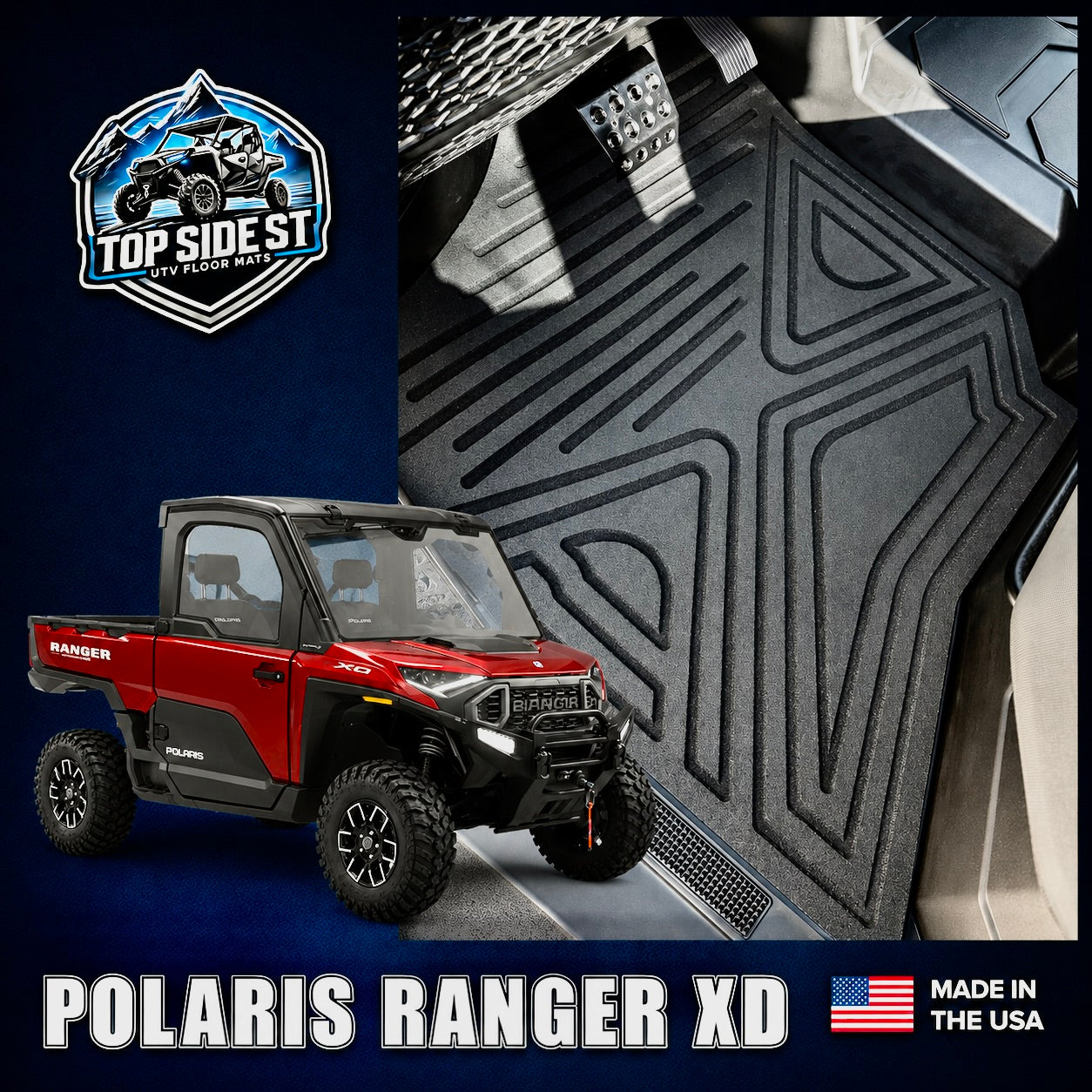 Polaris Ranger 1500XD UTV Floor Mats | HD 9mm Rubber Mats (2024+)