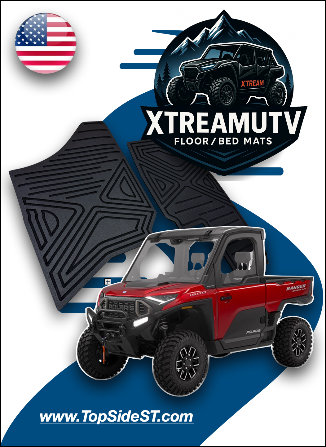 Polaris Ranger 1500XD HD 9mm Rubber Mats (2024 - Current) – Top