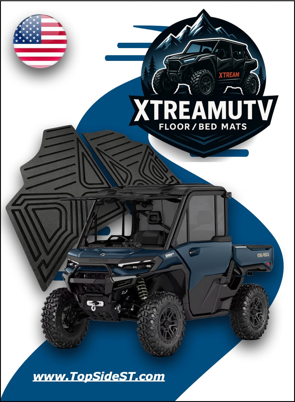 CAN-AM Defender HD10 HD 9mm Rubber Mats (2016 - current) – Top