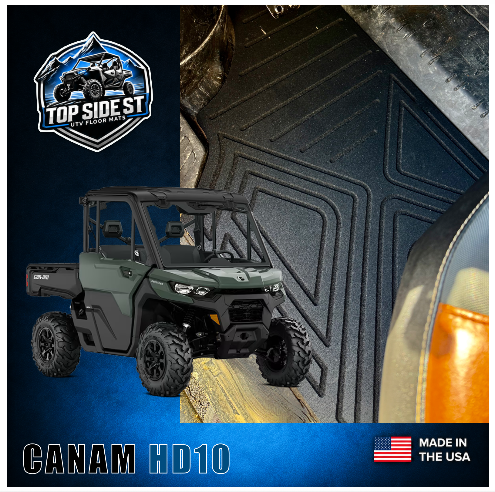 CAN-AM Defender HD10 HD 9mm Rubber Mats (2016 - current)