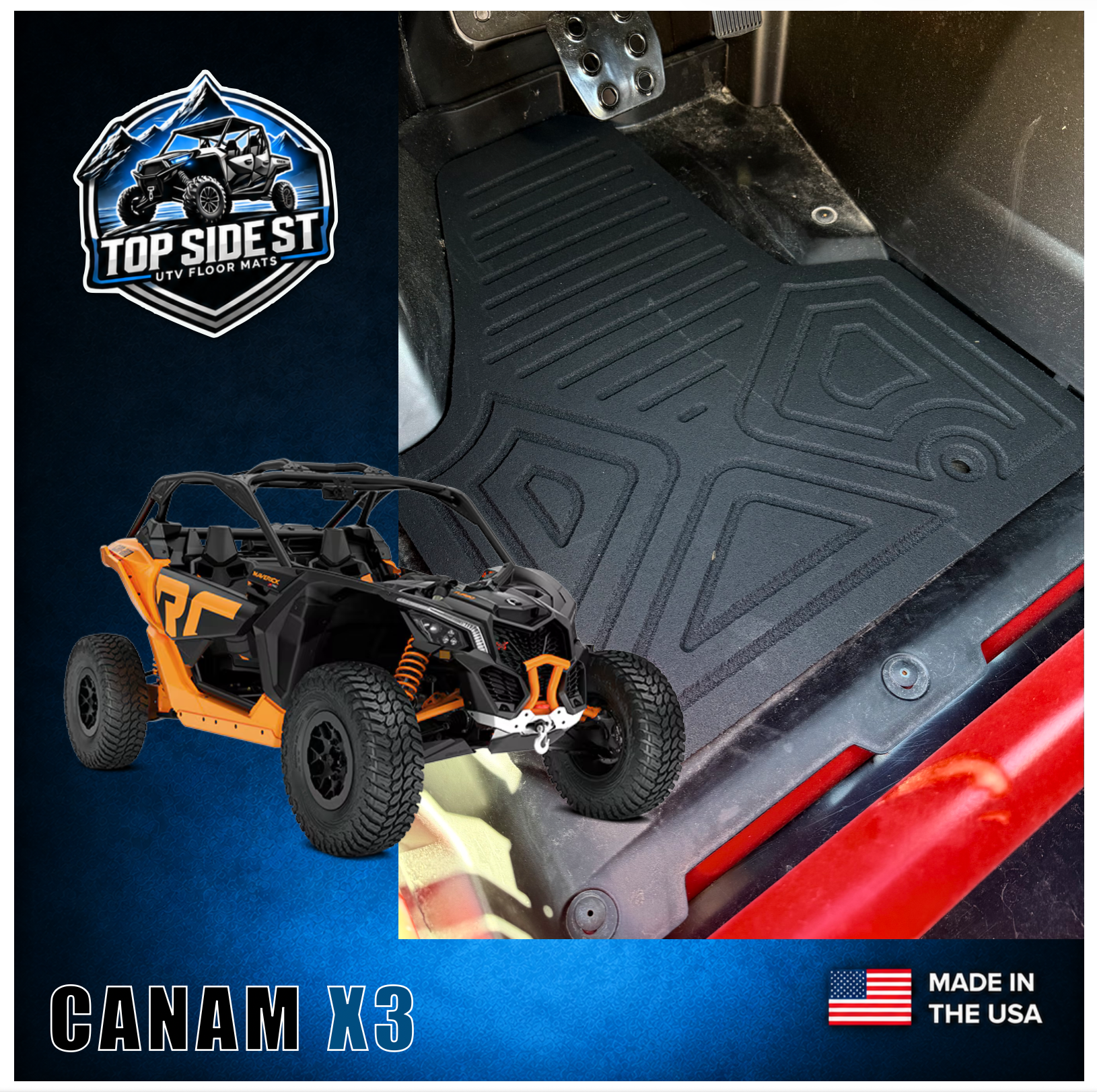 CAN-AM Maverick X3 HD 9mm Rubber Mats (2016 - current)