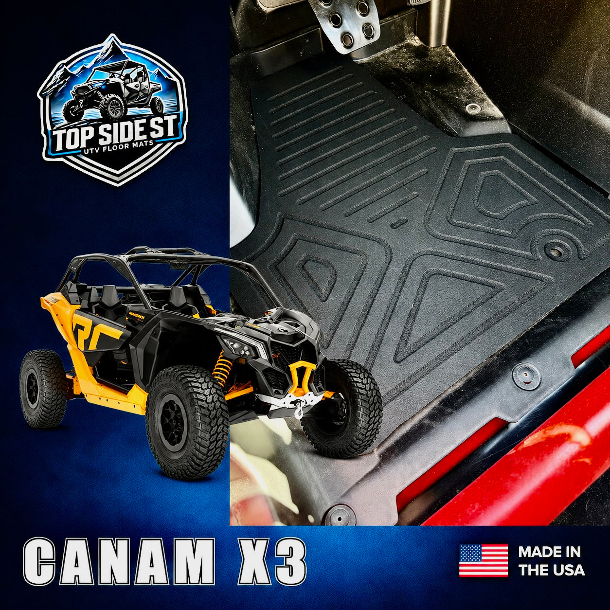 CAN-AM Maverick X3 UTV Floor Mats | HD 9mm Rubber Mats (2016+)