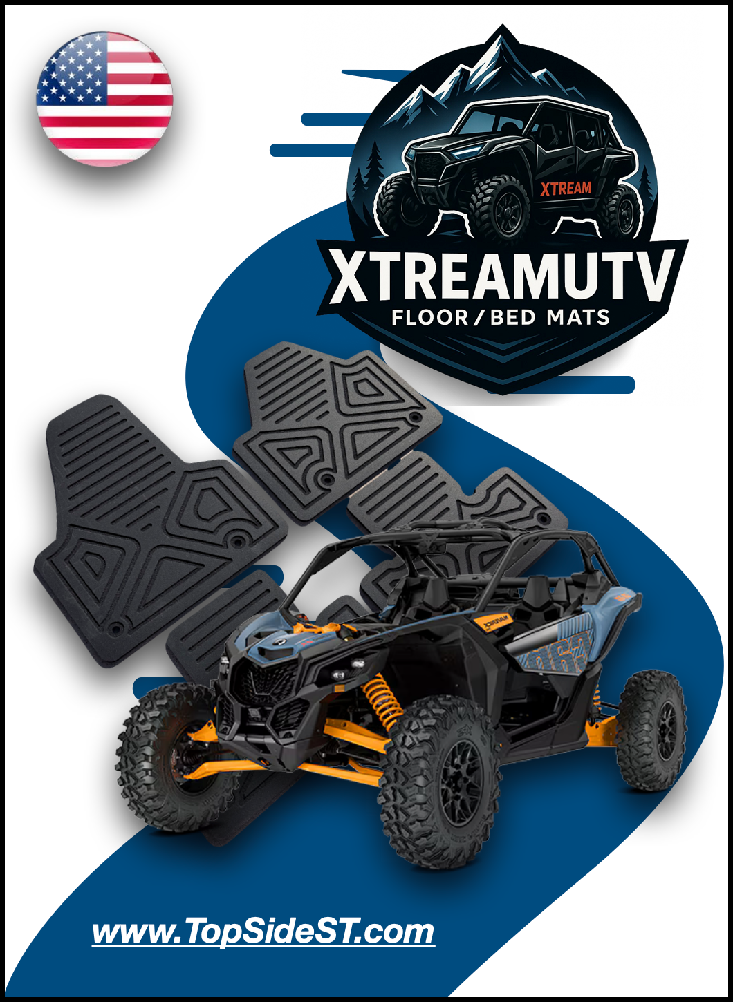 CAN-AM Maverick X3 HD 9mm Rubber Mats (2016 - current) – Top Side