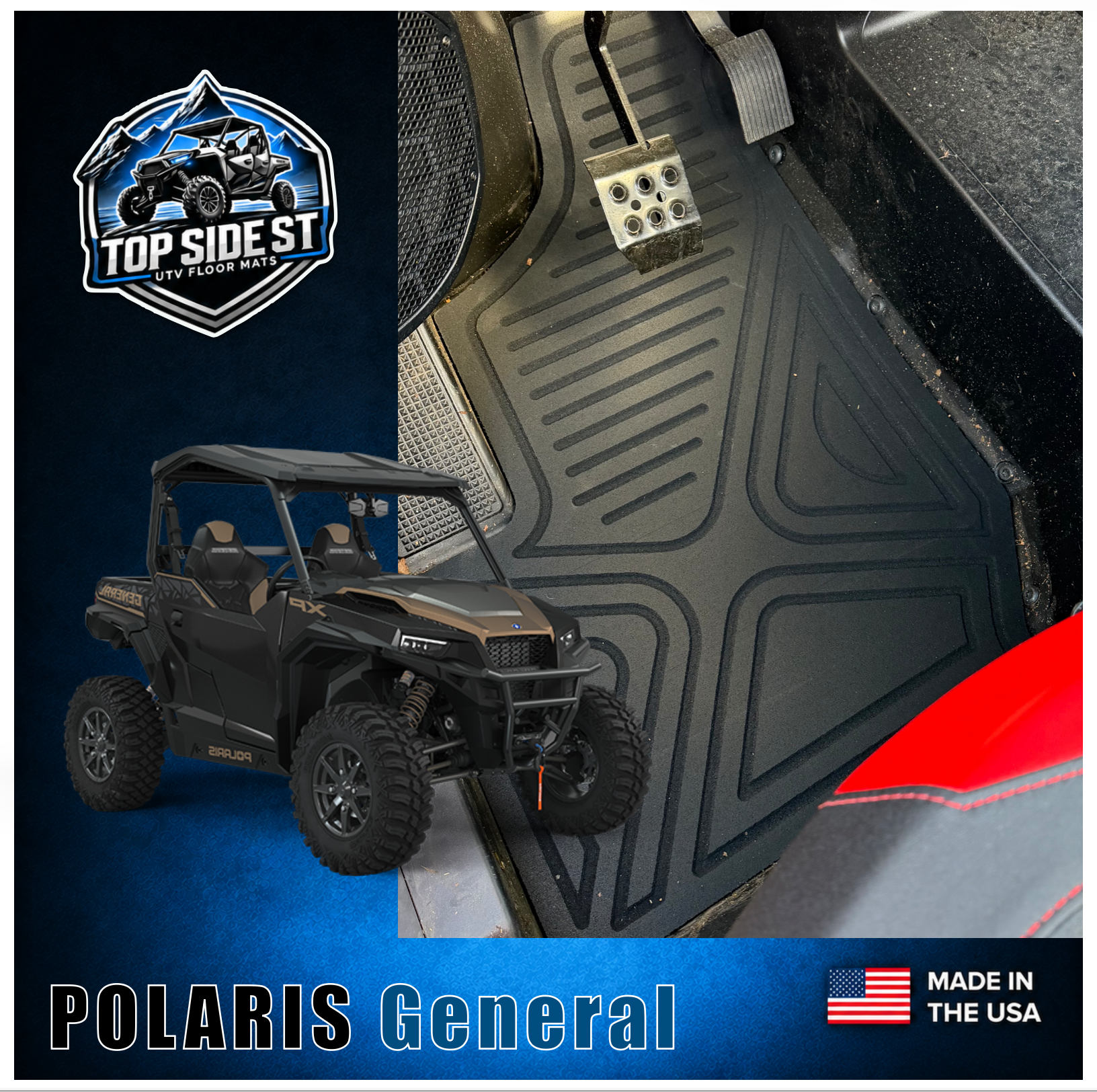 Polaris General XP1000 HD 9mm Rubber Mats (2019 - current)