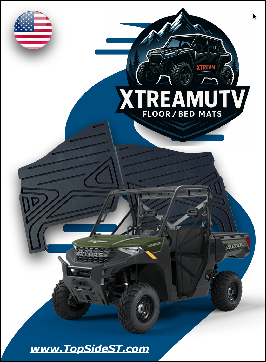 Polaris Ranger 1000 BASE / EPS / Premium HD 9mm Rubber Mats (2025 to current)