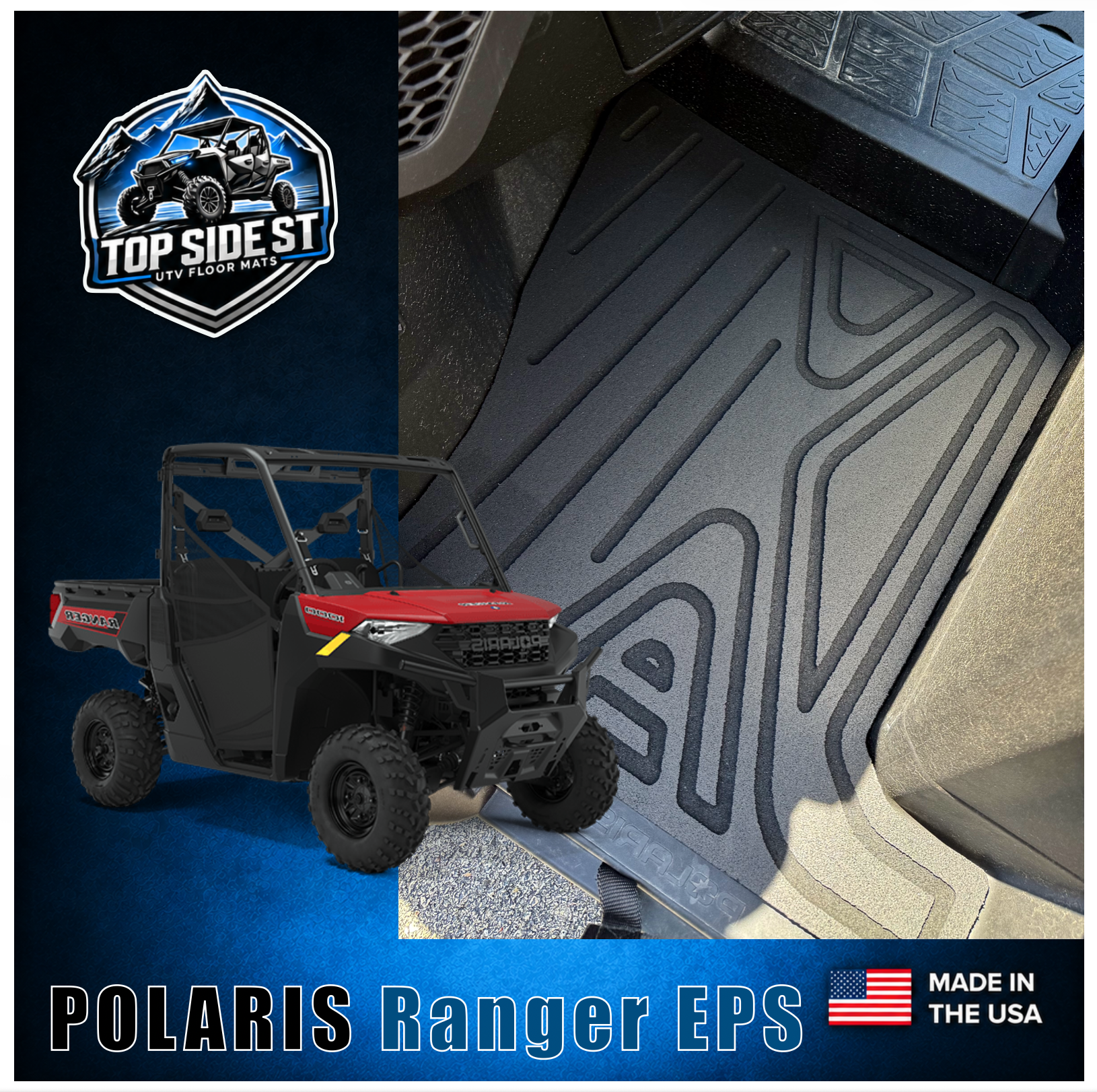 Polaris Ranger 1000 BASE / EPS / Premium HD 9mm Rubber Mats (2025 to current)