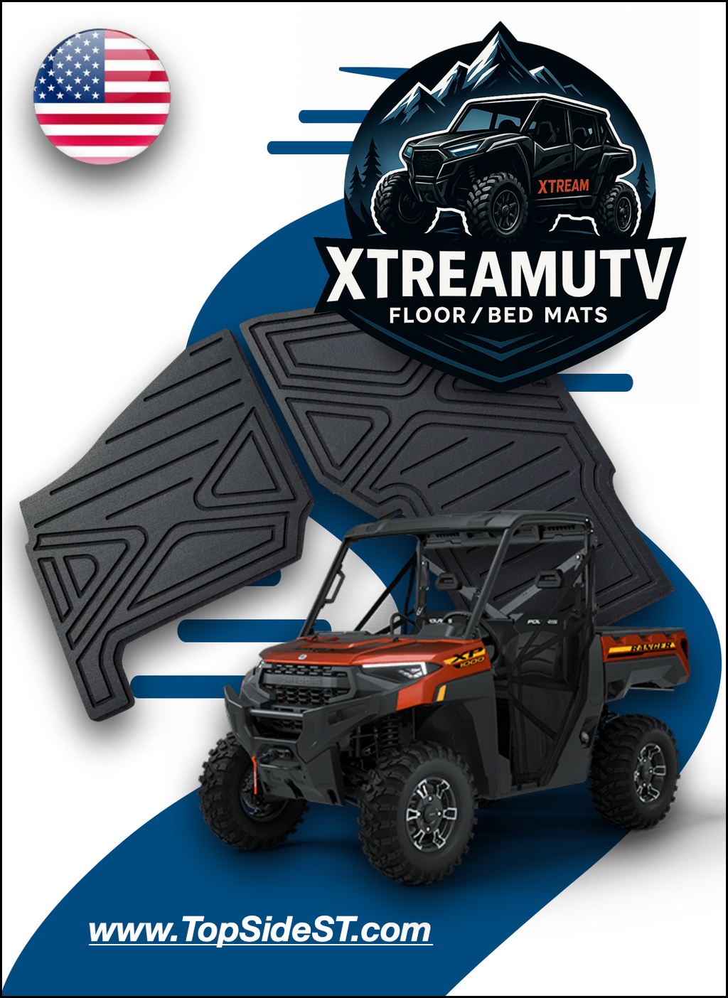 Polaris Ranger XP1000 HD 9mm Floor and / or Bed Mats (2018 to current)